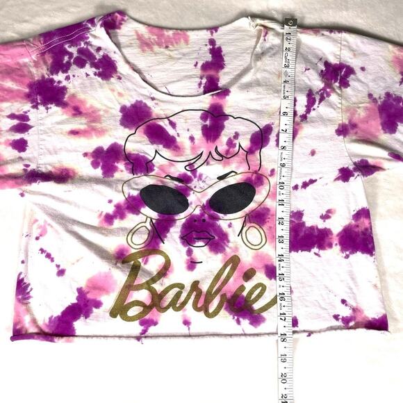 Barbie Tie-Dye Crop Top, Pink Purple Graphic Tee, Size M - Picture 3 of 6